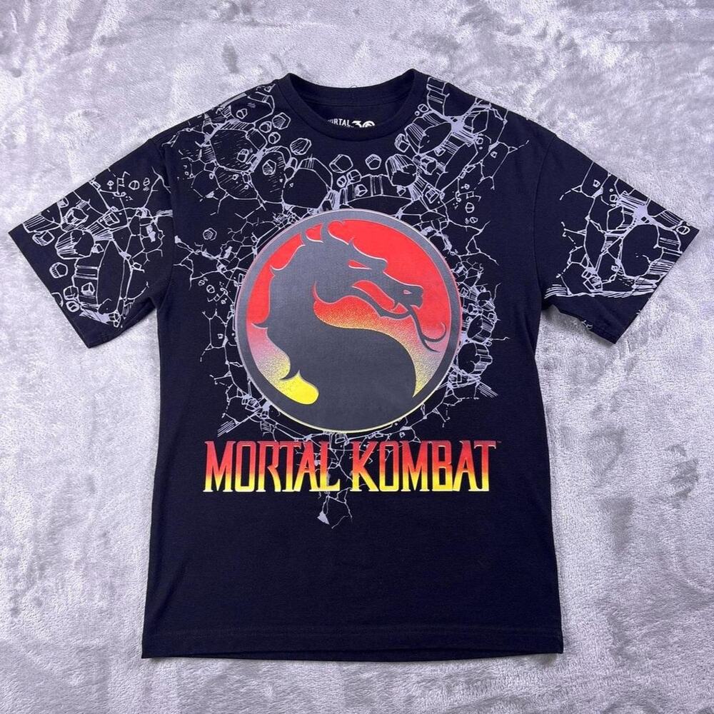 Mortal Kombat 30th Anniversary Graphic T-Shirt Black XS Character Print Tee